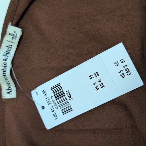Abercrombie & Fitch Sweetheart Button Down Blouse Brown Size Small NWT - Picture 8 of 8